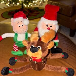 Santa, Elf, and Reindeer Plush Set